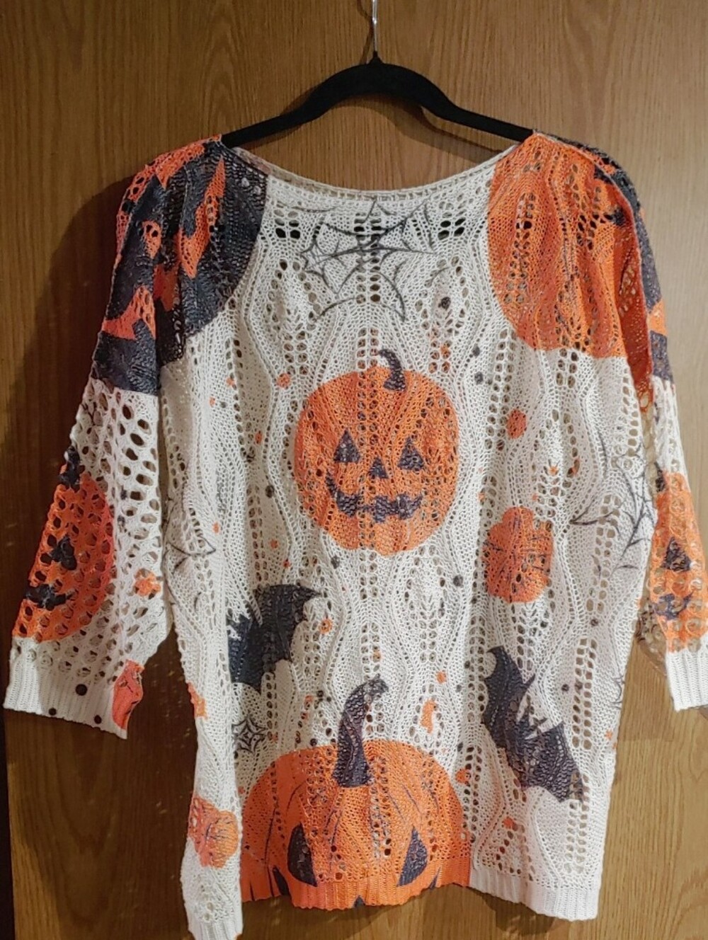Halloween Pumpkin Knit Sweater - White & Orange